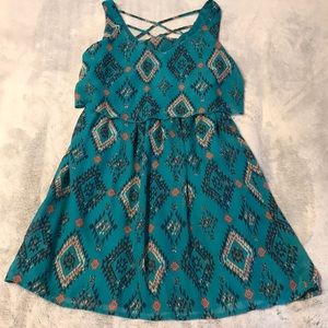 Teal Aztec pattern dress, medium